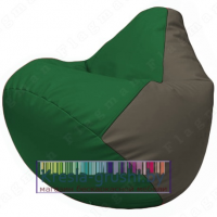Бескаркасное кресло мешок Груша Г2.3-0117 (зелёный, серый)